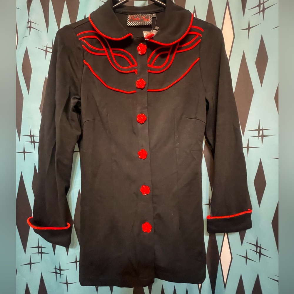 *NWT* Voodoo Vixen Elsie Tattoo Long Sleeve Rose Button Blouse-sz Med